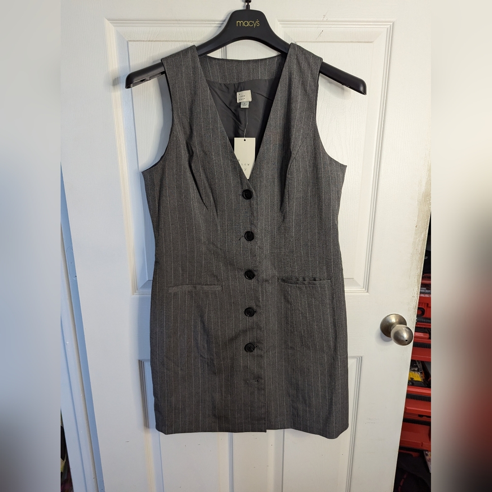 A New Day Gray Pinstripe Mini Dress